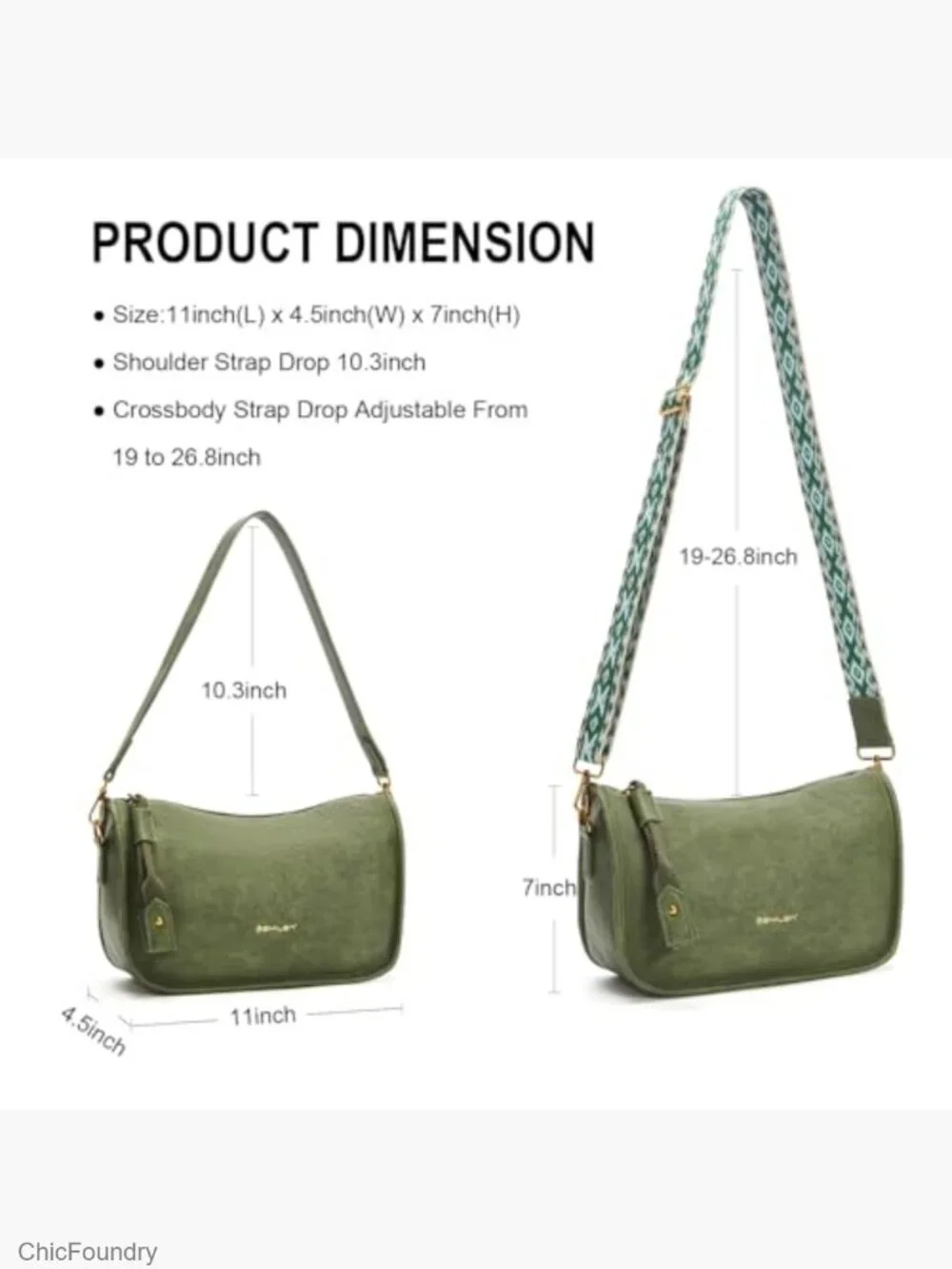 Women's Hobo Shoulder Bag Crossbody Purse with Removable Straps